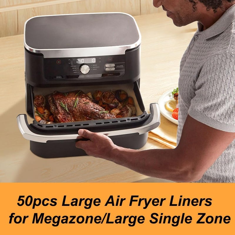 BYKITCHEN Air Fryer Liners for Ninja Foodi DZ071 7-QT/ 11-QT/Instant 9 Qt DualZone FlexBasket Airfryer, 100pcs Small Air Fryer Dual Liners & 50pcs Large Papers for 7-qt/11-qt Megazone - Image 4